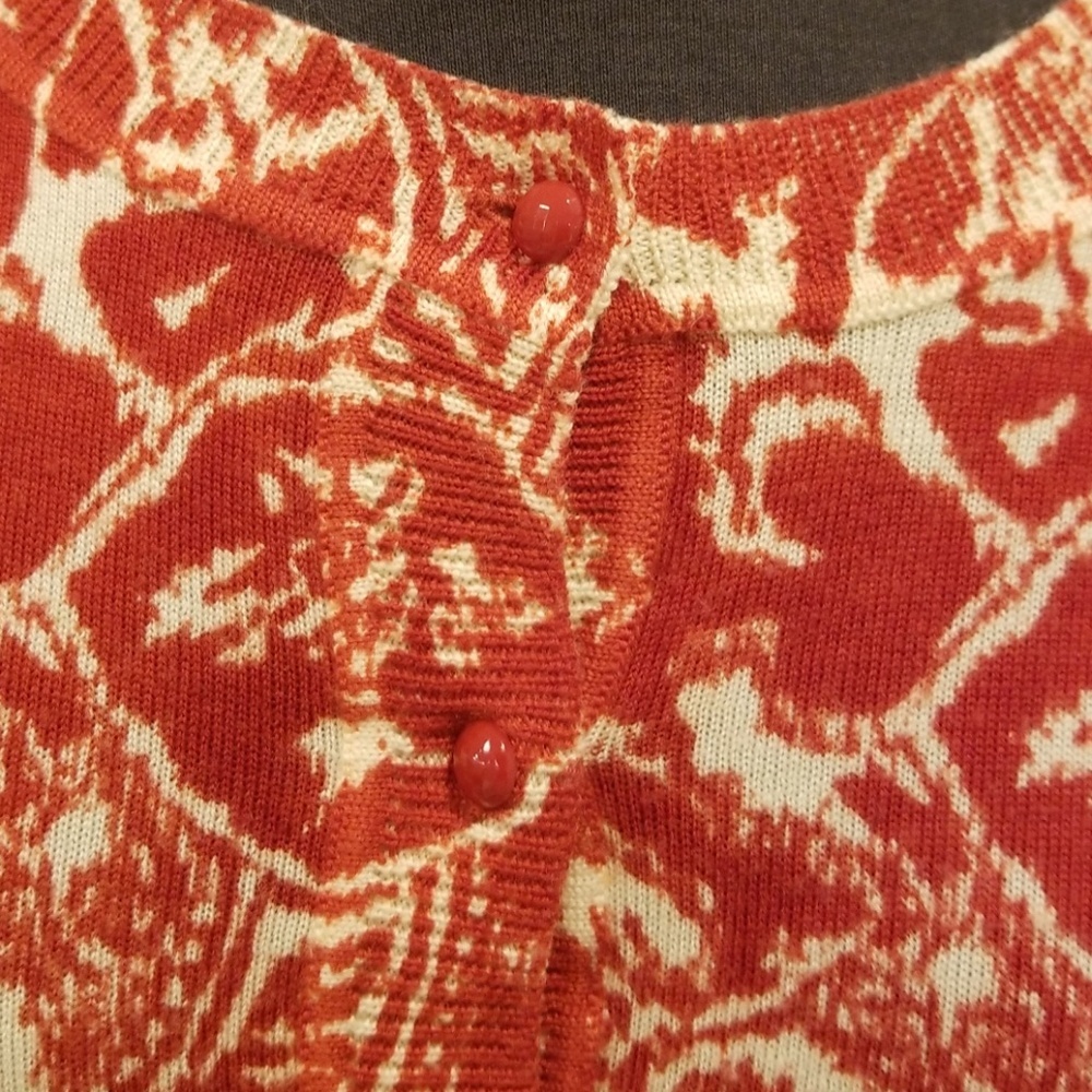 Talbots Rust With Tan Printed Size M Cardigan - image 3